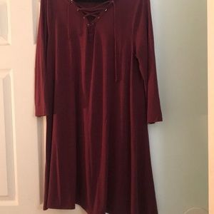Lace up burgundy dress